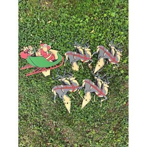 Vintage Union Products Outdoor Sled Set Santa Reindeer Sleigh 1010E